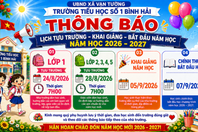 LỊCH TỰU TRƯỜNG- KHAI GIẢNG – BẮT ĐẦU NĂM HỌC MỚI 2026-2027